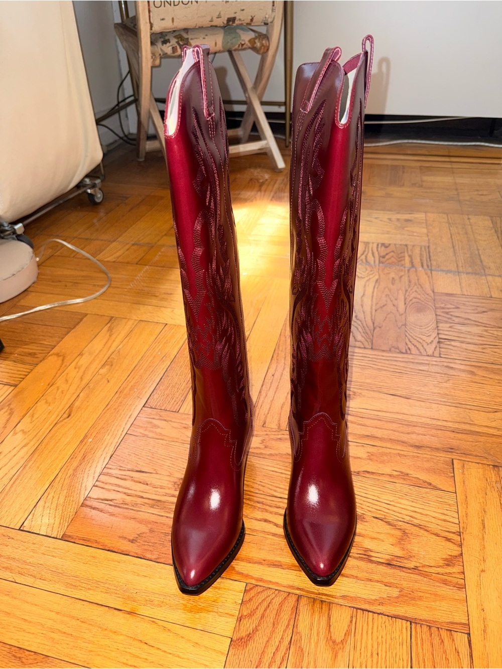 Jeffrey Campbell Finn Tall Western Boot in Wine Merlot - Picture 8 of 12